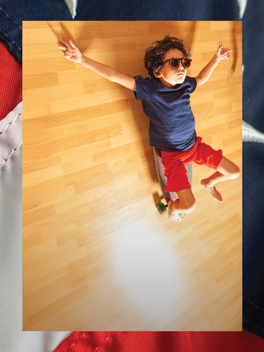 Mom and daughter playing with tablet on hard surface floors
